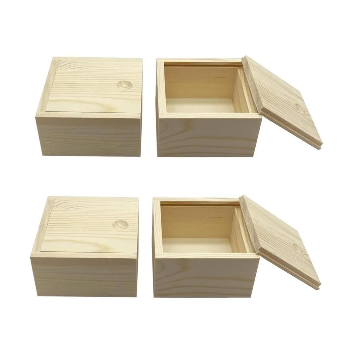 Long TAO 4 cajas de madera cuadradas de 3.1 x 3.1 x 1.6_1