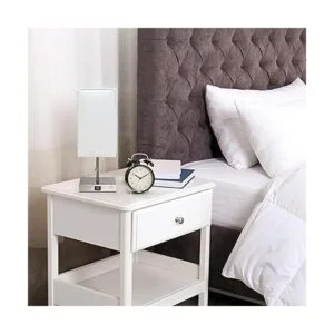 Simple Designs LT1087WHT Lámpara de mesa base de níquel_5