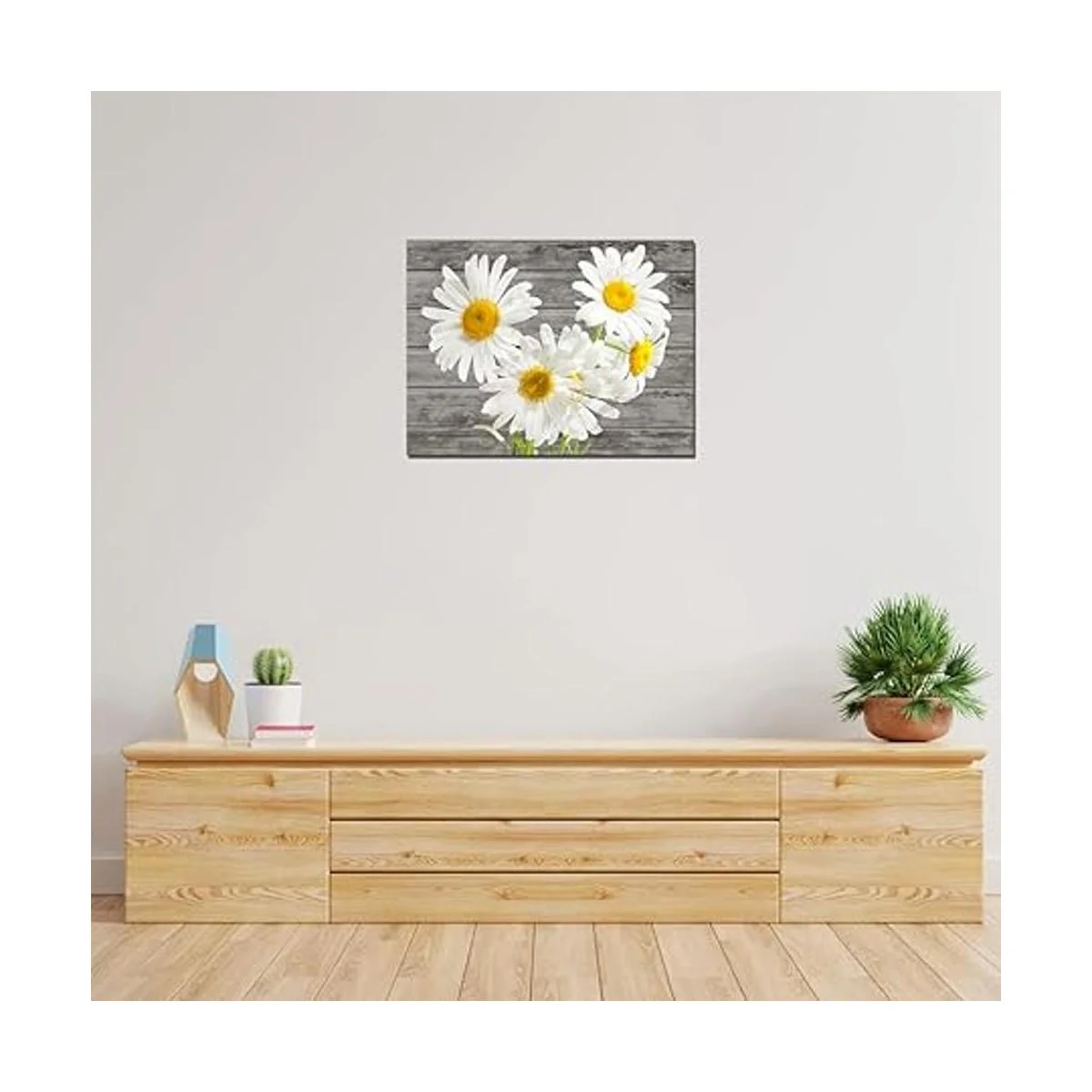 Cuadro de flores de margaritas blancas para dormitorio_5