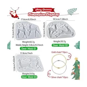 KyeeaDIY 3 moldes de resina de alce de Navidad con 20_7