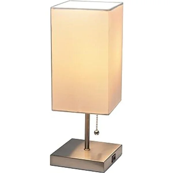 Simple Designs LT1087WHT Lámpara de mesa base de níquel_2