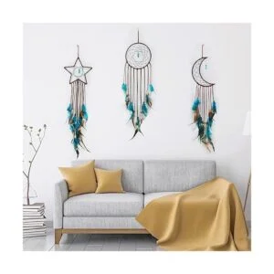 3 piezas atrapasueños luna sol hecho a mano diseño_4