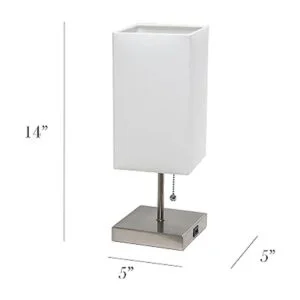 Simple Designs LT1087WHT Lámpara de mesa base de níquel_3