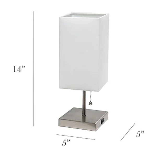 Simple Designs LT1087WHT Lámpara de mesa base de níquel_3