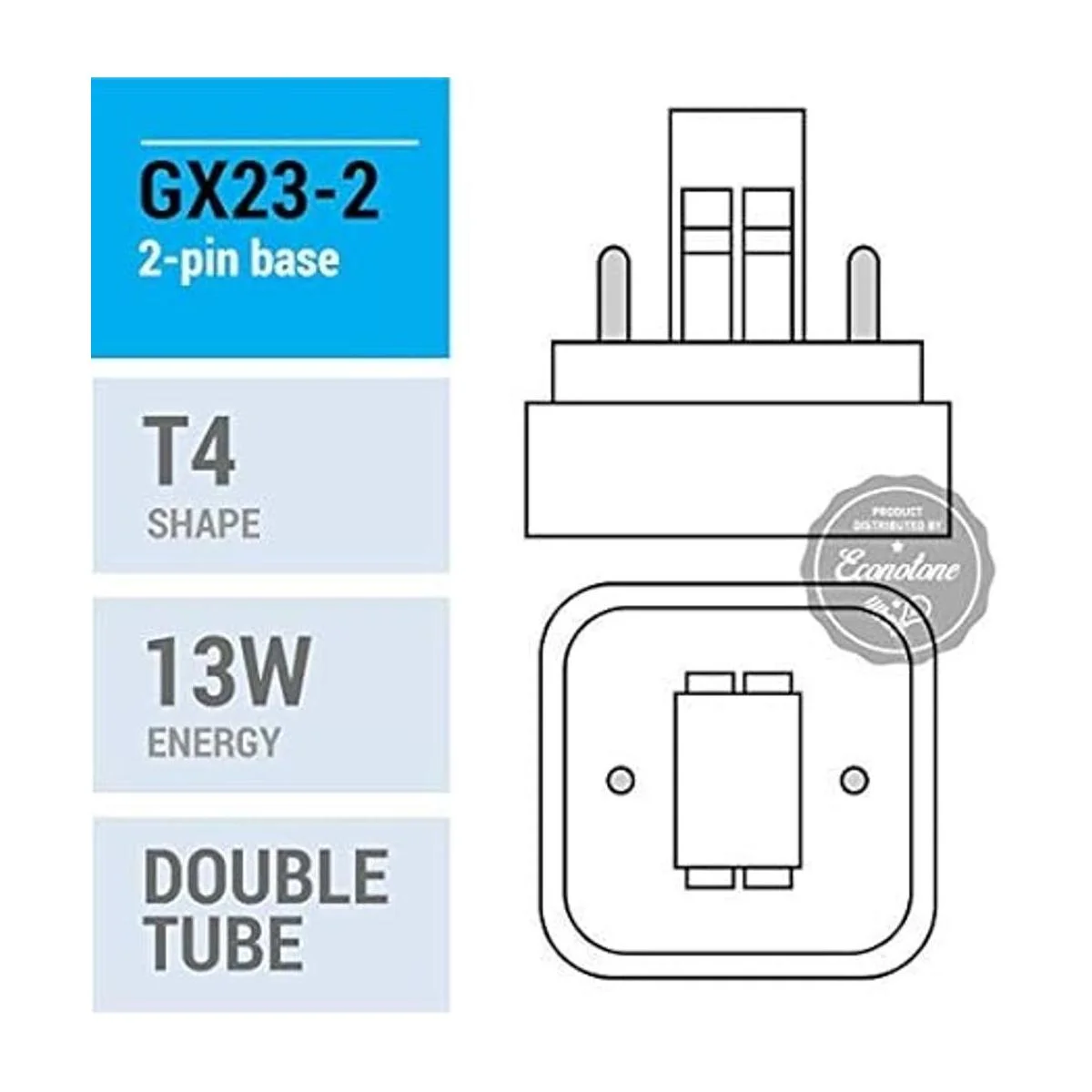 PL13W2U2P Tubo doble de 13 W Base GX232 2 pines_3