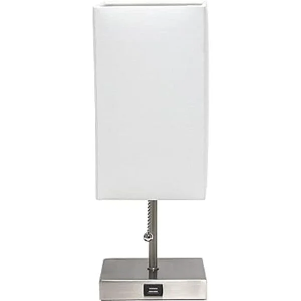 Simple Designs LT1087WHT Lámpara de mesa base de níquel_7