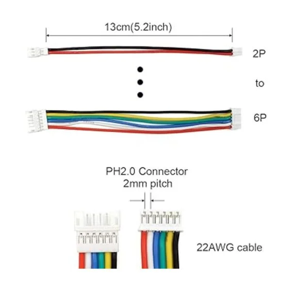 Kit de cables preprensados de conector PH 2.0 compatible_4