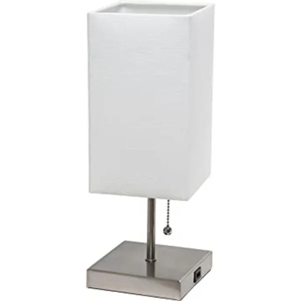 Simple Designs LT1087WHT Lámpara de mesa base de níquel_1
