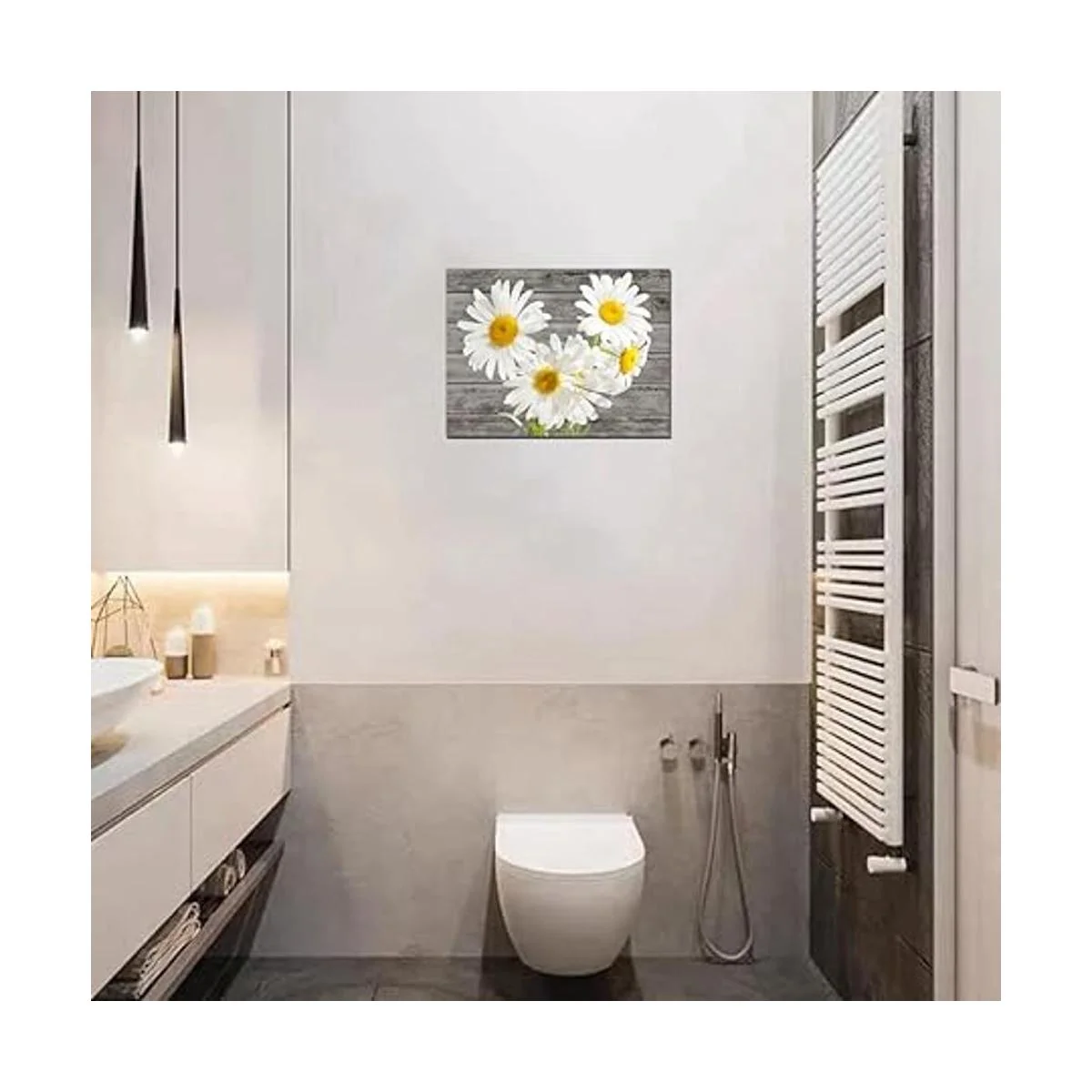 Cuadro de flores de margaritas blancas para dormitorio_6