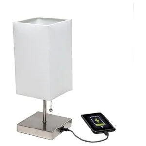 Simple Designs LT1087WHT Lámpara de mesa base de níquel_6