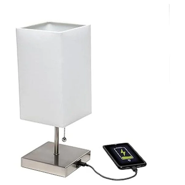 Simple Designs LT1087WHT Lámpara de mesa base de níquel_6