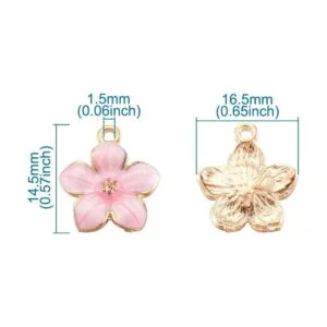 Beadthoven 100 colgantes de esmalte de flores rosadas_3