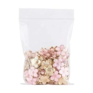 Beadthoven 100 colgantes de esmalte de flores rosadas_7