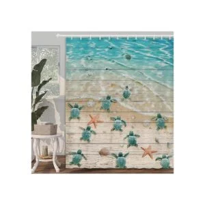 Cortina de ducha de tortuga marina para niños tortugas y_4