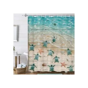 Cortina de ducha de tortuga marina para niños tortugas y_2