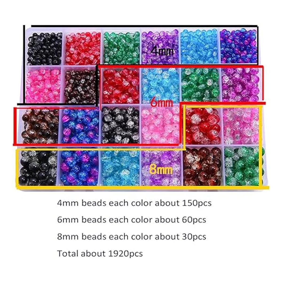 Huisipool 1920 cuentas de vidrio de 8 colores para hacer_2