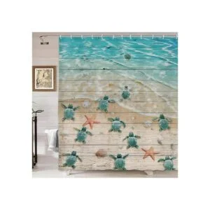 Cortina de ducha de tortuga marina para niños tortugas y_3
