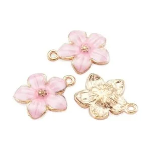 Beadthoven 100 colgantes de esmalte de flores rosadas_2