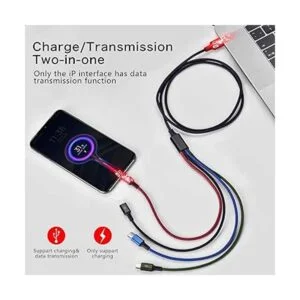 Paquete de 3 cables de carga USB 4A Minlu 4 en 1 cable de_2