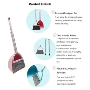 BSMstone Juego de escoba y recogedor para niños mini_2