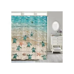 Cortina de ducha de tortuga marina para niños tortugas y_1