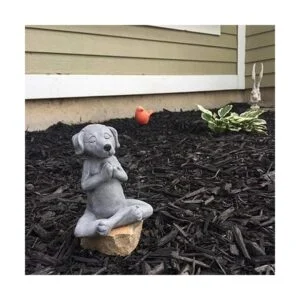 Estatua de perro meditante de Buda Perro zen Namaste_5