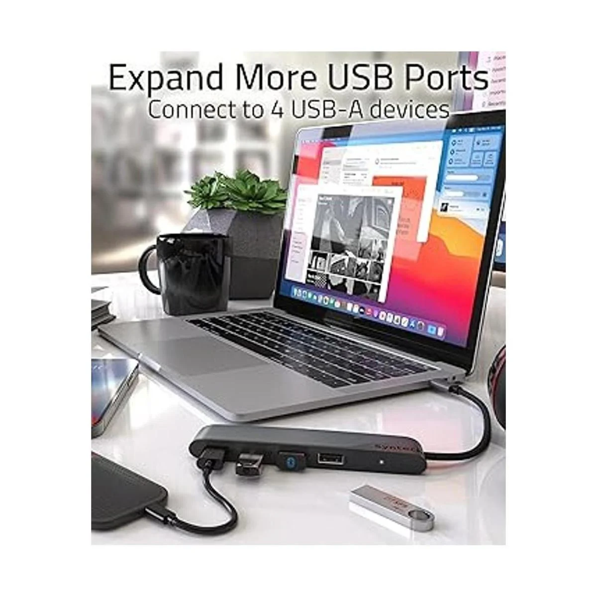Hub USB C a USB 4 puertos Syntech tipo C a USB 3.0 Hub_2