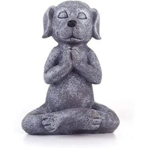 Estatua de perro meditante de Buda Perro zen Namaste_1