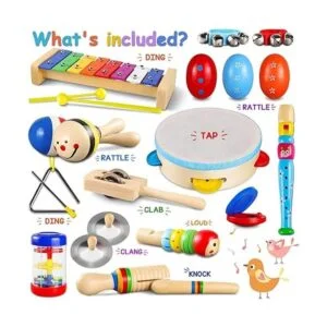 LOOIKOOS Juego de instrumentos musicales de madera para_4