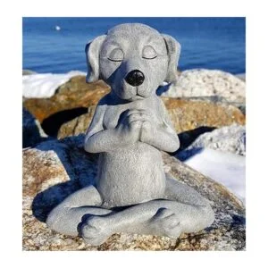 Estatua de perro meditante de Buda Perro zen Namaste_3