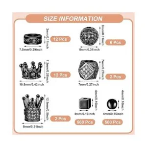 1034 piezas de cuentas de corona de rey con diamantes de_3