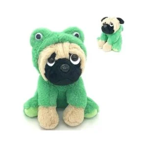 Animal de peluche Pug disfrazado de rana juguete suave de_6
