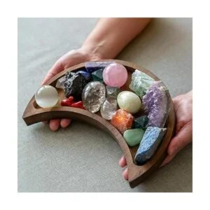 Bandeja de luna con soporte de cristal para piedras_3