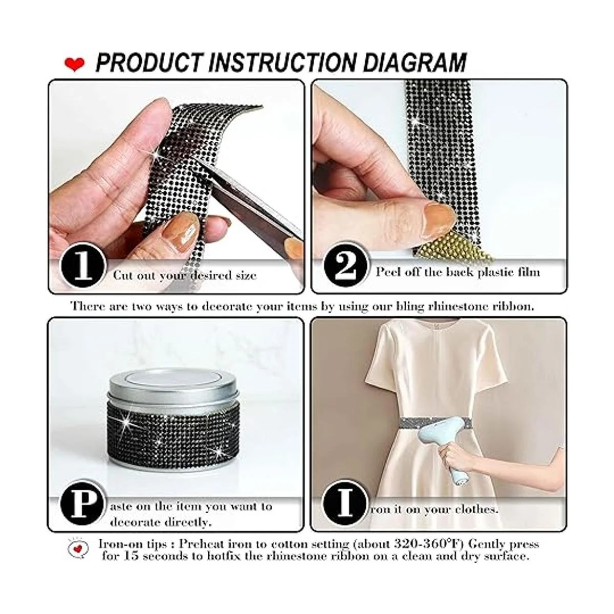 Locacrystal Cinta autoadhesiva de diamantes de imitación_2