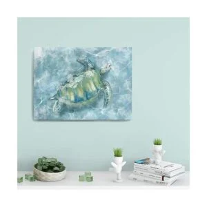 Decoración de pared de baño tortuga marina HD impresa en_2