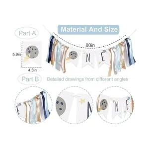 Cartel de primer cumpleaños con tema espacial para el_2