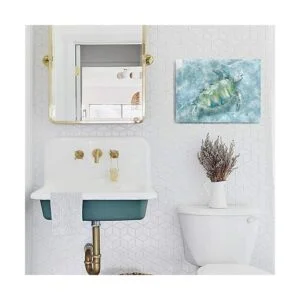 Decoración de pared de baño tortuga marina HD impresa en_3