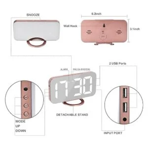 Despertador para dormitorio LED y espejo digital de_4