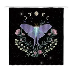 Cortina de ducha de polilla misteriosa fases lunares_1