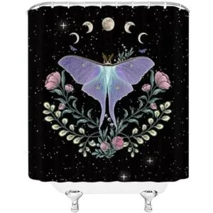 Cortina de ducha de polilla misteriosa fases lunares_3