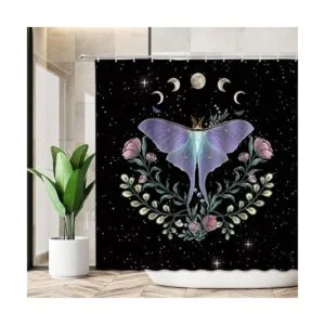 Cortina de ducha de polilla misteriosa fases lunares_2