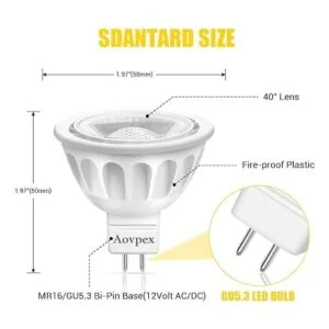 Aovpex Paquete de 6 bombillas LED MR16 12 V 5 W_2