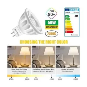 Aovpex Paquete de 6 bombillas LED MR16 12 V 5 W_3