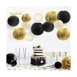 NICROLANDEE Suministros de fiesta de oro negro 12_5