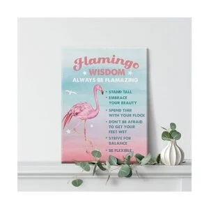 Pintura en lienzo con diseño de flamenco de acuarela_5