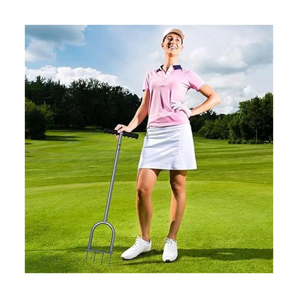 Walensee Aireador de púas para césped mango en T_2