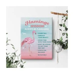 Pintura en lienzo con diseño de flamenco de acuarela_4