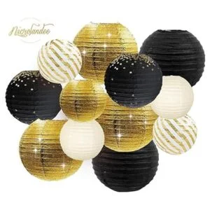 NICROLANDEE Suministros de fiesta de oro negro 12_2