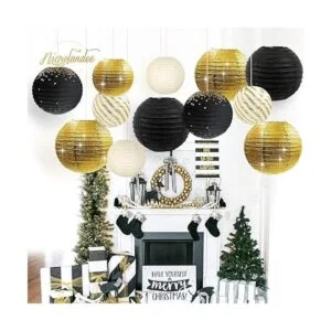 NICROLANDEE Suministros de fiesta de oro negro 12_6