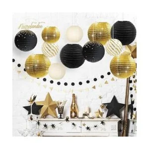 NICROLANDEE Suministros de fiesta de oro negro 12_4